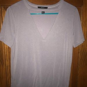 Lavender Deep-V cut out T-Shirt